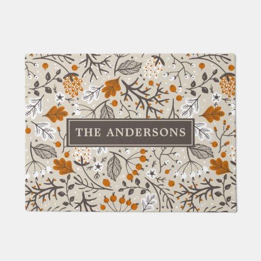 Autumn Herfst Berries verlaat filialen gepersonali Deurmat (Voorkant)