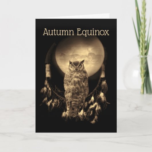 Autumn Herfst Equinox Owl Moon Horses Dreamweaver Kaart (Voorkant)