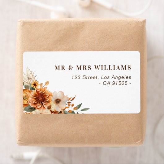 Autumn herfst Flowers adreslabel Etiket (Insitu)