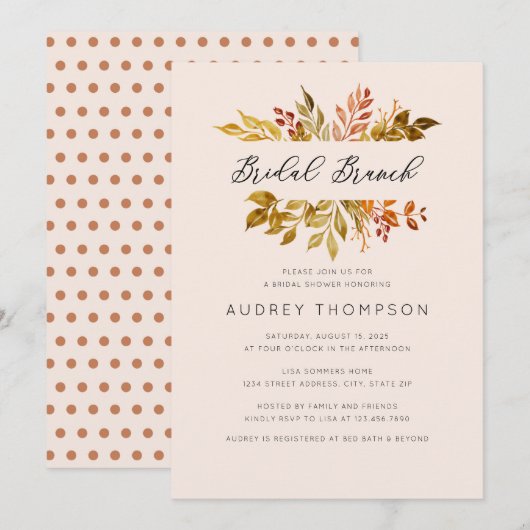 Autumn/Herfst Foliage Bridal Brunch Kaart (Voorkant / Achterkant)