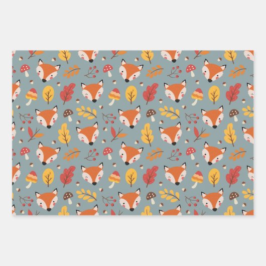 Autumn Herfst Foxes Wrapping Paper Set (Voorkant 3)