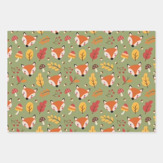 Autumn Herfst Foxes Wrapping Paper Set (Voorkant 2)