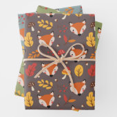 Autumn Herfst Foxes Wrapping Paper Set (In situ)