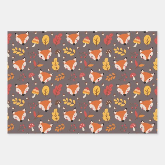 Autumn Herfst Foxes Wrapping Paper Set (Voorkant)
