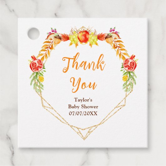 Autumn Herfst Harvest Baby shower Dank u Bedankjes Labels (Voorkant)