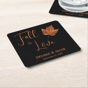 Autumn Herfst in Love Copper Brown Black Rustic Kartonnen Onderzetters