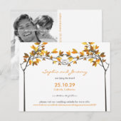 Autumn Herfst Knotted Love Trees Sla de datumfoto  Aankondigingskaart (Voorkant / Achterkant)