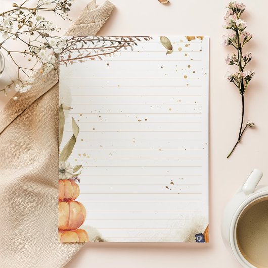 Autumn / Herfst met pompoenen en bladeren, bekleed Notitieblok