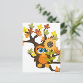 Autumn, Herfst Owl met zonnebloemen Briefkaart (Staand voorkant)