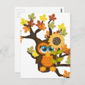 Autumn, Herfst Owl met zonnebloemen Briefkaart (Voorkant / Achterkant)