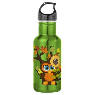 Autumn, Herfst Owl met zonnebloemen Waterfles