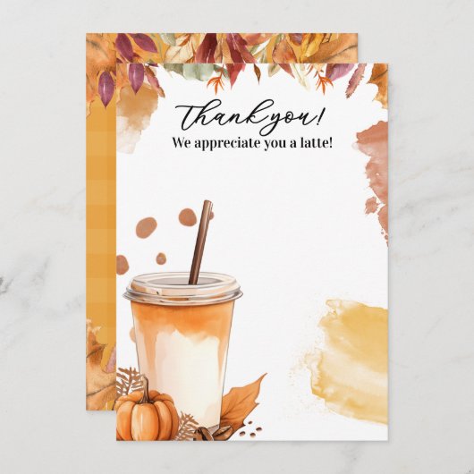 Autumn Herfst Pumpkin Spice Party Invitation Bedankkaart (Voorkant / Achterkant)