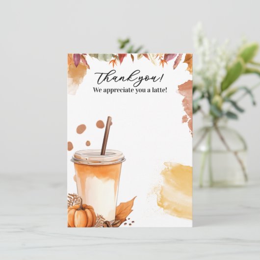 Autumn Herfst Pumpkin Spice Party Invitation Bedankkaart (Staand voorkant)