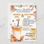 Autumn Herfst Pumpkin Spice Party Invitation Kaart (Voorkant)
