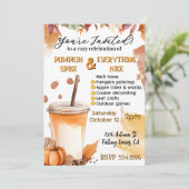 Autumn Herfst Pumpkin Spice Party Invitation Kaart (Staand voorkant)