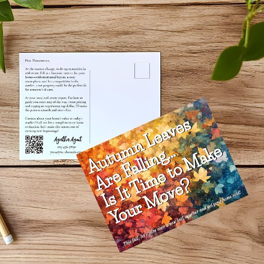 Autumn Herfst Real Estate Marketing Briefkaart