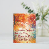 Autumn Herfst Real Estate Marketing Briefkaart (Staand voorkant)