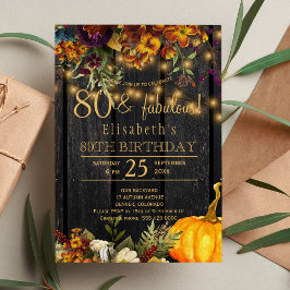 Autumn herfst rustic floral chic 80 fabulous years kaart