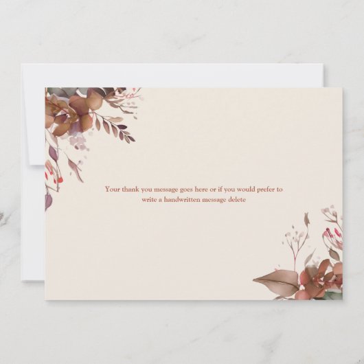 Autumn Herfst Rustic Floral Elegant Script Bedankkaart (Achterkant)