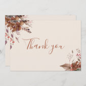 Autumn Herfst Rustic Floral Elegant Script Bedankkaart (Voorkant / Achterkant)