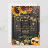 Autumn herfst rustic floral wood graduparty kaart (Voorkant)