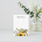 AUTUMN HERFST SUNFLOWER WOOD STUD EARRING DISPLAY VISITEKAARTJE (Staand voorkant)