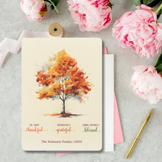 Autumn Herfst Tree Happy Thanksgiving gezegend Feestdagenkaart