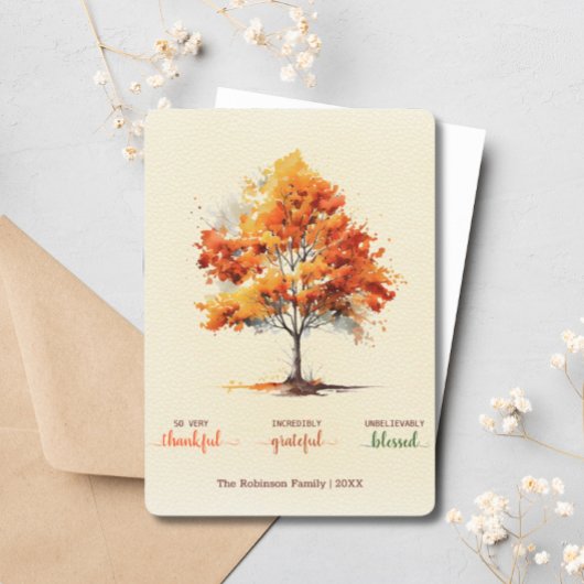 Autumn Herfst Tree Happy Thanksgiving gezegend Feestdagenkaart