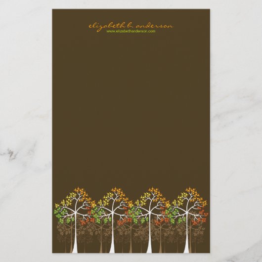 Autumn / Herfst Trees op bruine briefkaartjes Briefpapier (Voorkant)