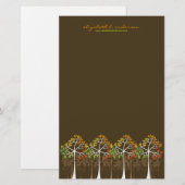 Autumn / Herfst Trees op bruine briefkaartjes Briefpapier (Voorkant / Achterkant)