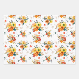 AUTUMN HERFST WATERVERF FLOWERS PLAIDS & STRIPES INPAKPAPIER VEL