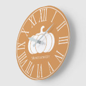 Autumn Herfst White Pumpkin Silhouette Grote Klok (Hoek)