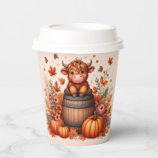 Autumn Highland Cow Paper cup Papieren Bekers (Voorkant)