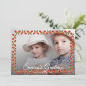 Autumn Holly "Season's Greetings" Foto Feestdagenkaart (Staand voorkant)