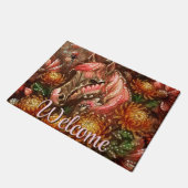 Autumn Horse Floral Chrysanthemums Personalized Deurmat (Schuin)