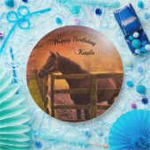 Autumn Horse Happy Birthday - persoonlijk Papieren Bordje (Feest)