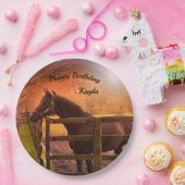 Autumn Horse Happy Birthday - persoonlijk Papieren Bordje (Feest)