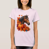 Autumn Horse & Pumpkins - Gezellige herfst laat ee T-shirt (Voorkant)