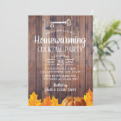 Autumn Housewarming Cocktail Party Elegant Wood Kaart (Staand voorkant)