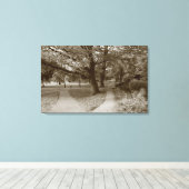Autumn in het park - Sepia Toned BW Canvas Afdruk (Insitu (Houten vloer))