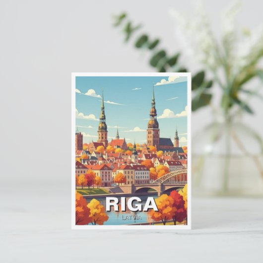 Autumn in Riga Latvia Travel Briefkaart (Staand voorkant)
