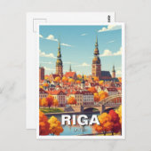 Autumn in Riga Latvia Travel Briefkaart (Voorkant / Achterkant)