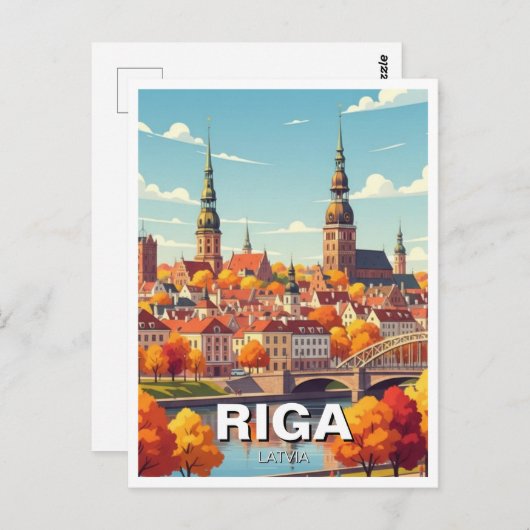 Autumn in Riga Latvia Travel Briefkaart (Voorkant / Achterkant)