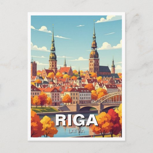 Autumn in Riga Latvia Travel Briefkaart (Voorkant)
