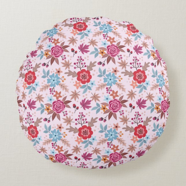 Autumn Inspired Rozen - Patroonprint rond kussen (Voorkant)