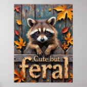 Autumn Intruder: Wasbeer op het hek van het piket Poster (Voorkant)