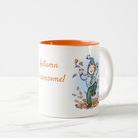 Autumn is awesome! Kids Mug Tweekleurige Koffiemok (Voorkant rechts)