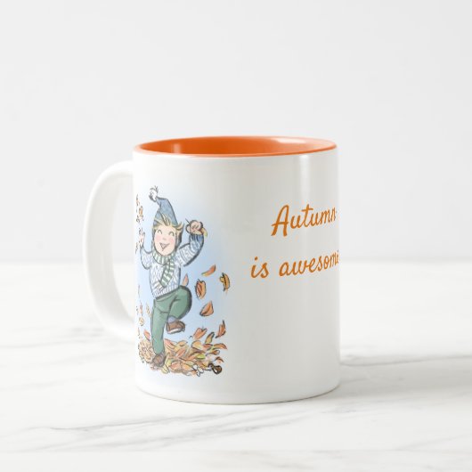 Autumn is awesome! Kids Mug Tweekleurige Koffiemok (Voorkant links)