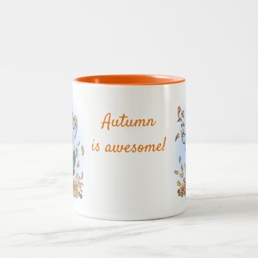 Autumn is awesome! Kids Mug Tweekleurige Koffiemok (Center)