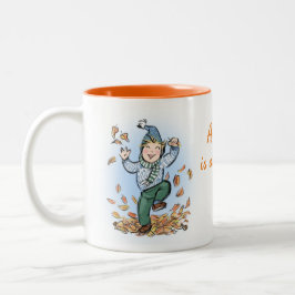 Autumn is awesome! Kids Mug Tweekleurige Koffiemok